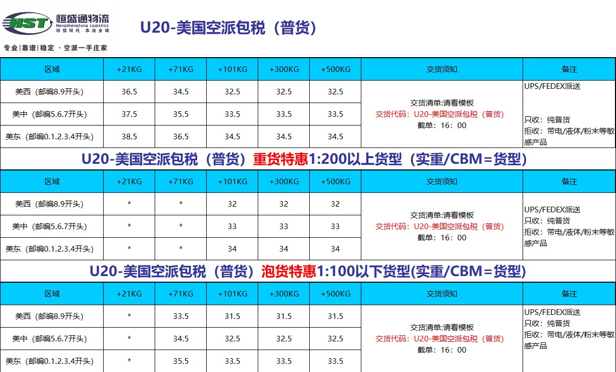 美国空派物流-找美国空运公司-恒盛通一站式物流服务