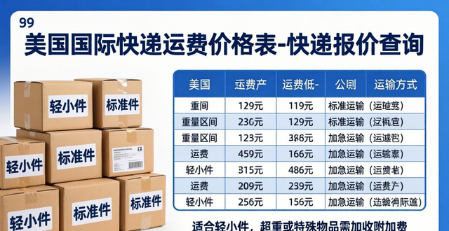 美国国际快递运费价格表-快递报价查询