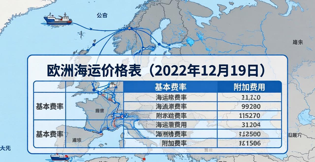 欧洲海运价格表（2022年12月19日）